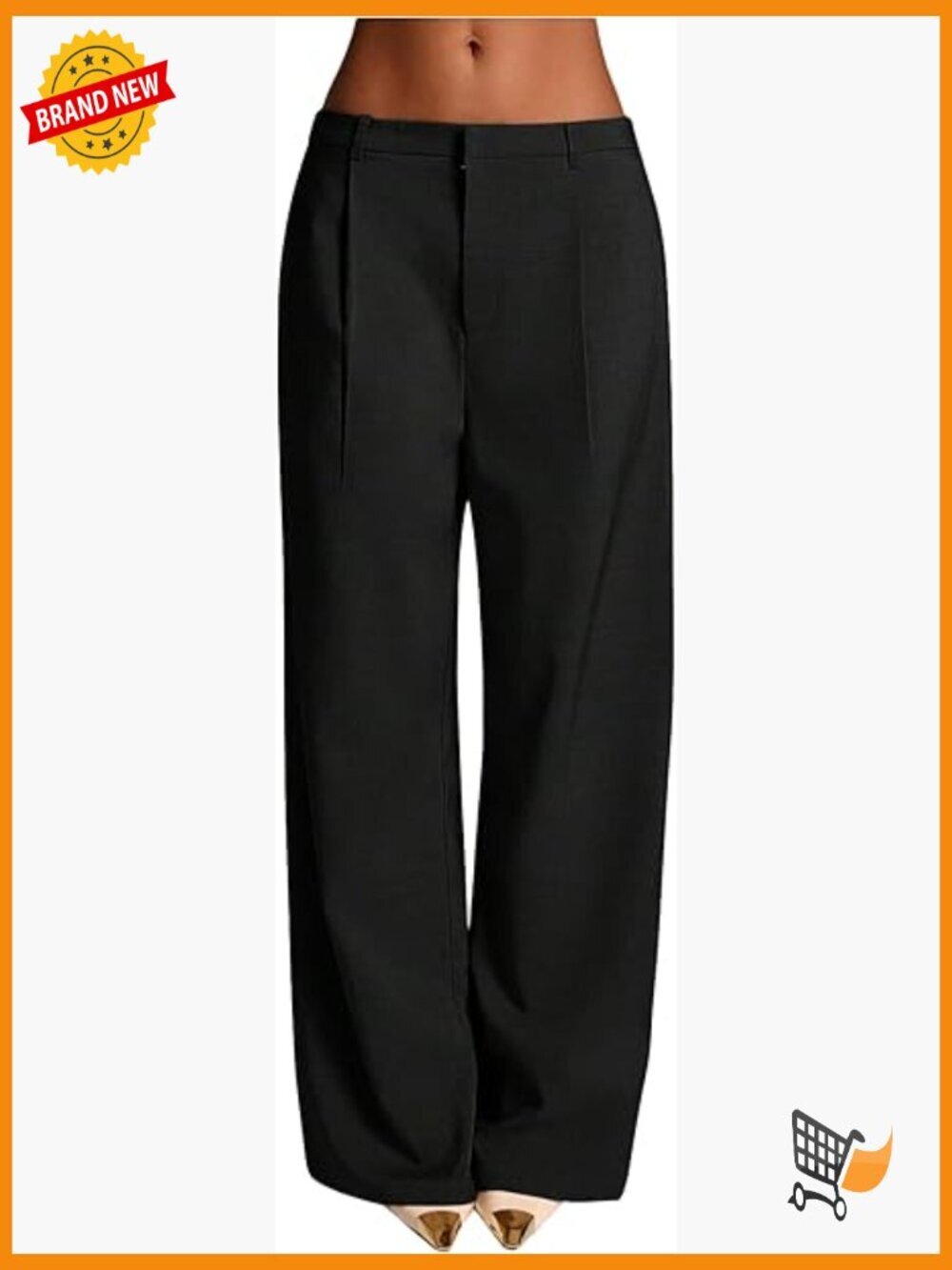 Low Rise Wide Leg Work Pants with Pockets Pull On Trousers